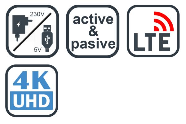 EVOLVEO Xany 5 LTE, 230/ 5V, aktívna izbová anténa DAB+/ DVB-T2, filter LTE 