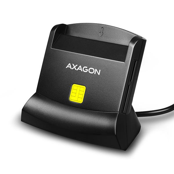 AXAGON CRE-SM2, USB-A StandReader 4-slot čítačka Smart card (eObčanka) + SD/ microSD/ SIM, kábel 1.3 m 