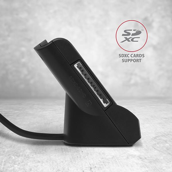 AXAGON CRE-SM2, USB-A StandReader 4-slot čítačka Smart card (eObčanka) + SD/ microSD/ SIM, kábel 1.3 m 
