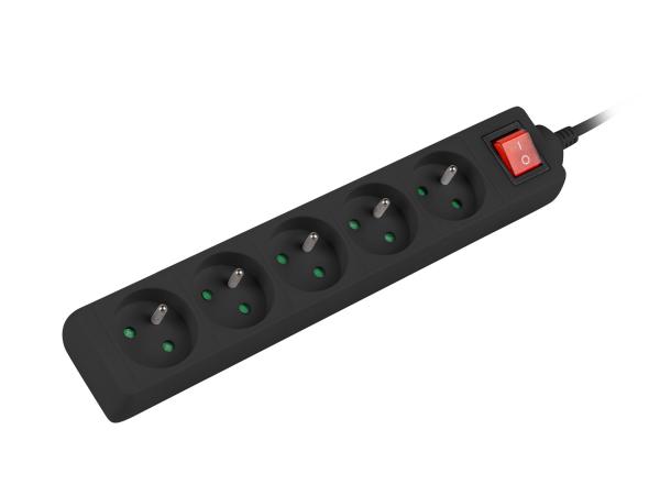 Predlžovací kábel Lanberg PS1 5 zásuvky 3m vypínač čierna