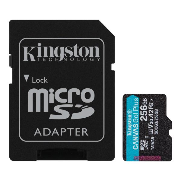Kingston Canvas Go Plus A2/ micro SDXC/ 256GB/ 170MBps/ UHS-I U3 / Class 10/ + Adaptér