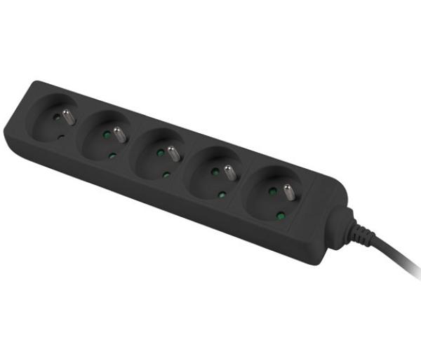 Predlžovací prívod 230V 5m 5 zásuviek, čierny