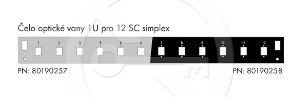 Čelo optickej vane 1U pre 12 SC simplex BK
