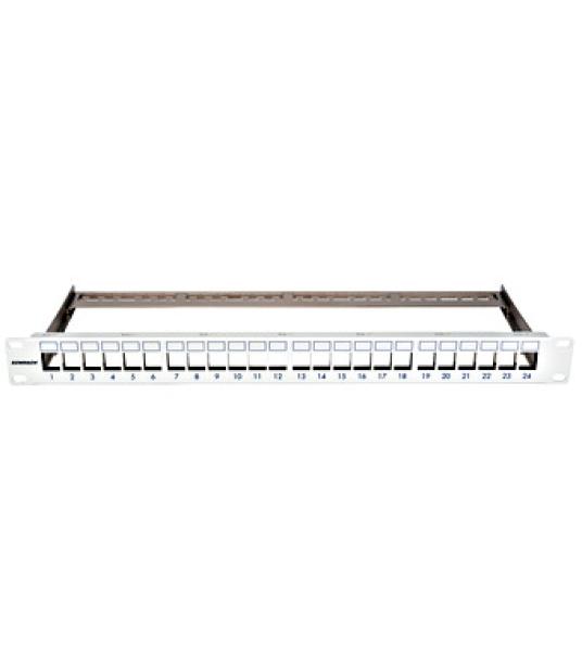 19" patchpanel pro max. 24 keystone, neosazený, 1U, RAL 7035