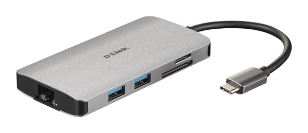 D-Link 8-in-1 USB-C Hub with HDMI/ Ethernet/ Card Reader/ Power Delivery