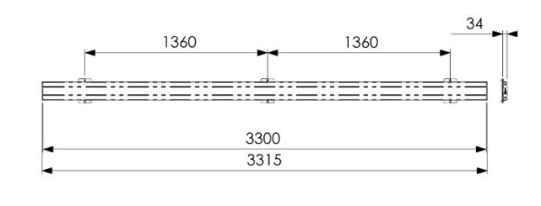 Vogel´s vodor. úchyt Connect-it PFB 3433 S, 3315 mm, stříbrný 