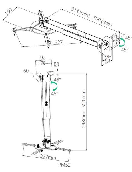TB Projector mount 2in1 TB-M52 ceiling/ wall 10kg 