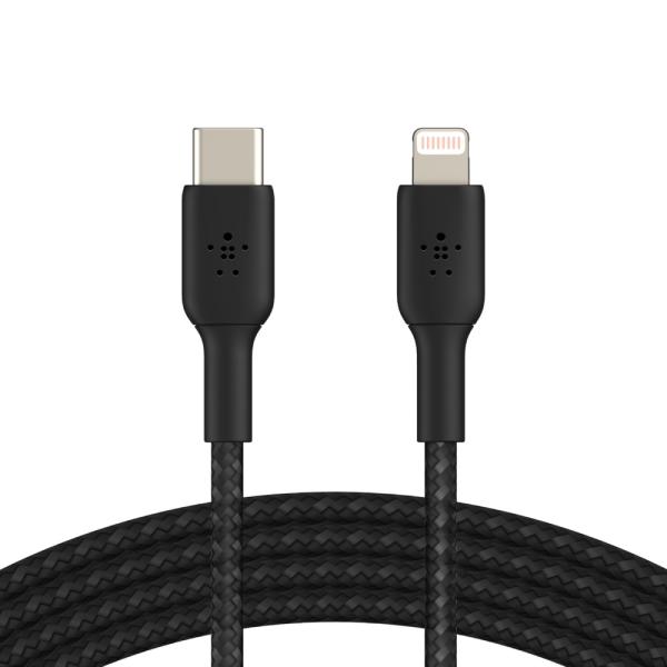 BELKIN kábel opletaný USB-C - Lightning, 1m, čierny