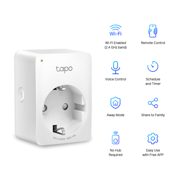 TP-link Tapo P100 (2-pack) WiFi múdra zásuvka, 10A 