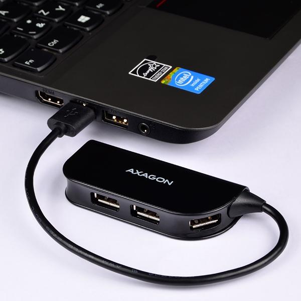 AXAGON HUE-X4B, 4x USB2.0 READY hub, čierny 