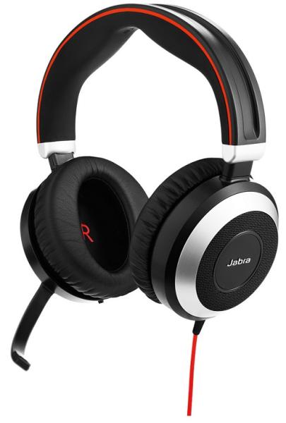 Jabra Evolve 80/ Stereo/ Jack/ Drát/ Černá