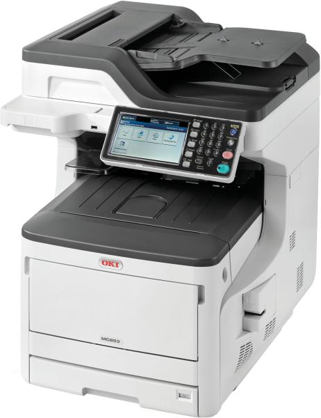 OKI MC853dn A3 23 str./ min ProQ2400DPI,  PCL/ PS, USB, LAN (tlač/ skenovanie/ kopírovanie/ fax),  250GB HDD