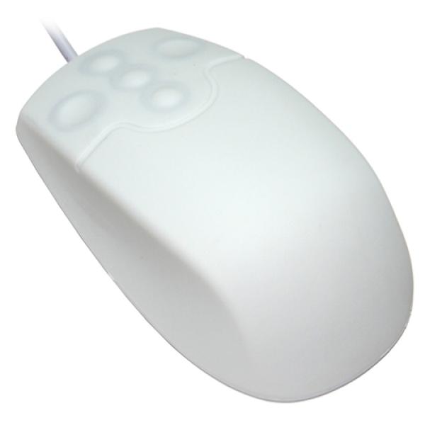 SM502 - Silikónová antibakteriálna myš, drôtová, biela, IP68