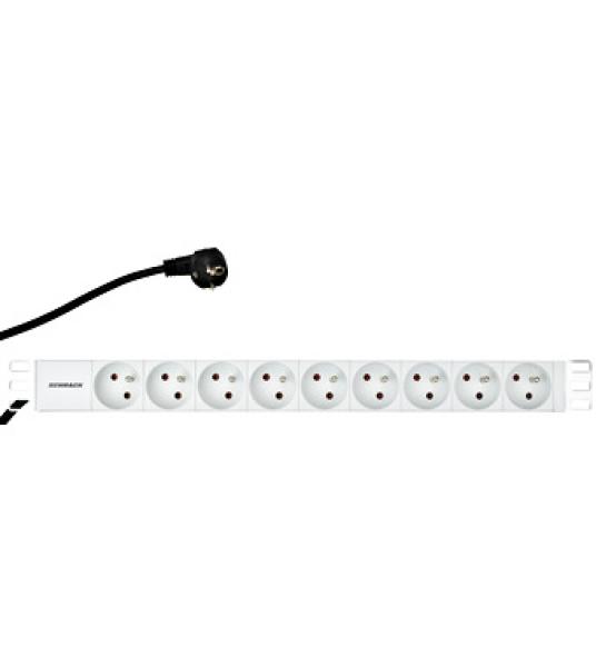 Napájací panel PDU 19", 9x ČSN, 1U, kábel 2 m