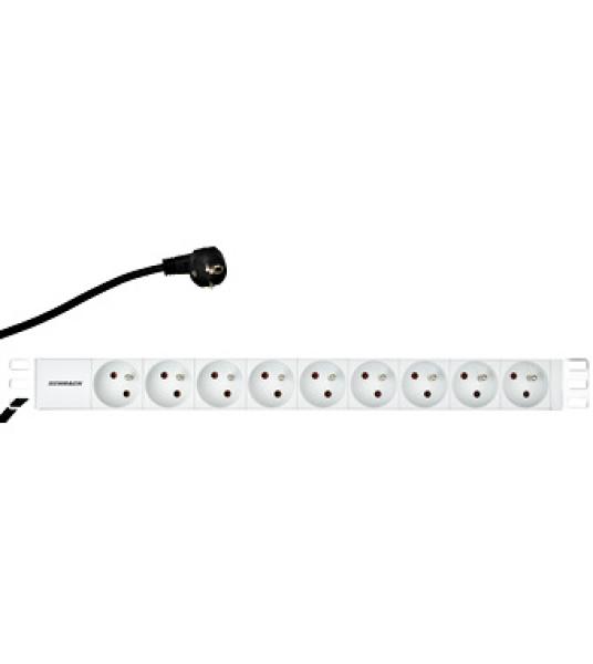 Napájecí panel PDU 19", 9x ČSN, 1U, kabel 2 m