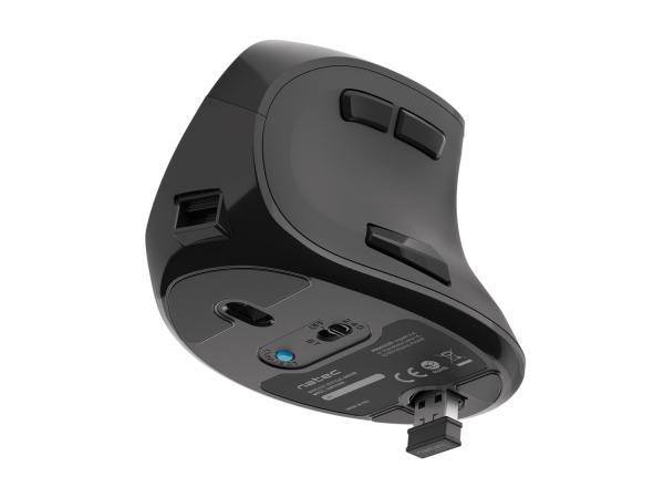Natec optická vertikální myš EUPHONIE/ 2400 DPI/ Kancelářská/ Optická/ Pro praváky/ Bezdrátová USB/ Černá 