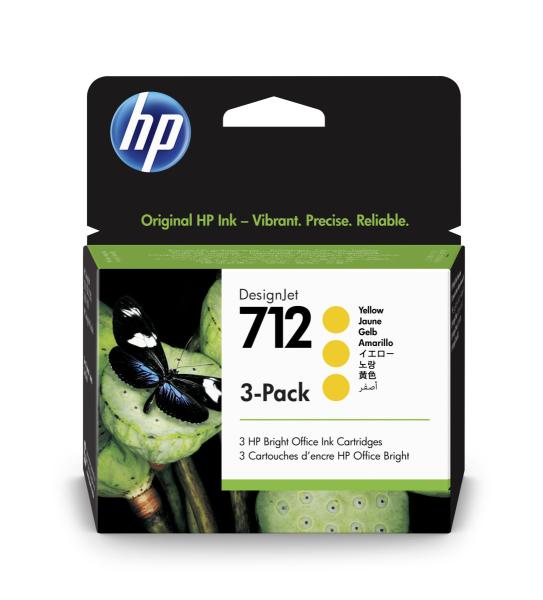 HP 712 Ink. náplň žltá, trojbalenie; 3ED79A