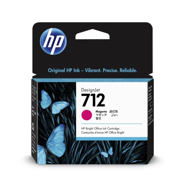 HP 712 Inkoustová náplň purpurová (29ml); 3ED68A