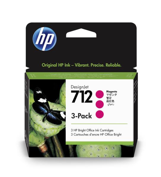 HP 712 Ink. náplň purpurová, trojbalenie; 3ED78A