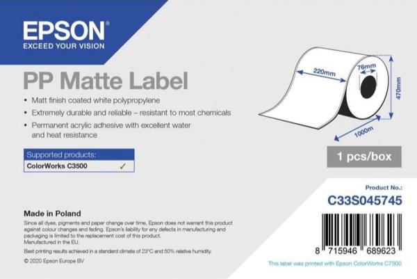 PP Matte Label - Coil: 220mm x 1000m