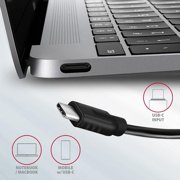 AXAGON HMC-4G2, USB-C 3.2 Gen 2 10 Gb/ s hub, porty 2x USB-A + 2x USB-C, kábel USB-C 13cm 