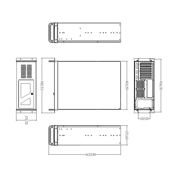 DATACOM 19" Case IPC 4U/ 585mm Černý bez PSU 