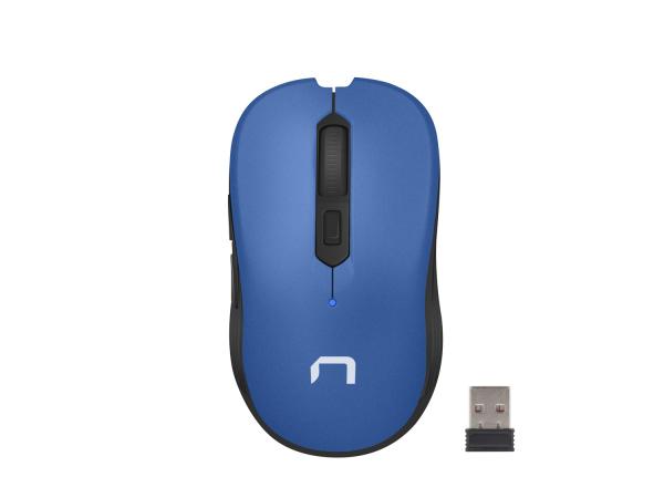 Natec optická myš ROBIN/ Cestovní/ Optická/ 1 600 DPI/ Bezdrátová USB/ Modrá