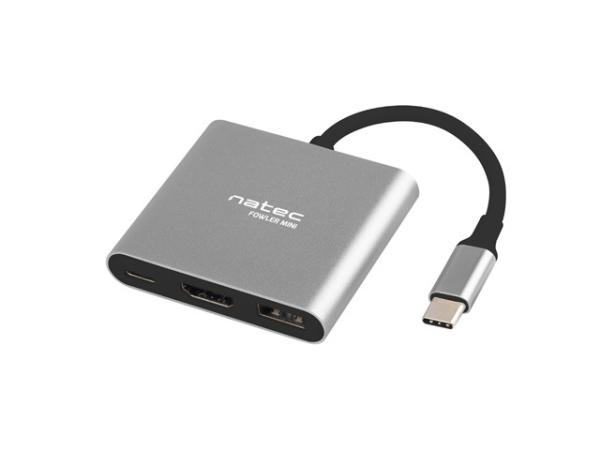 Natec multiport adaptér Fowler MINI USB-C PD, USB 3.0, HDMI 4K 