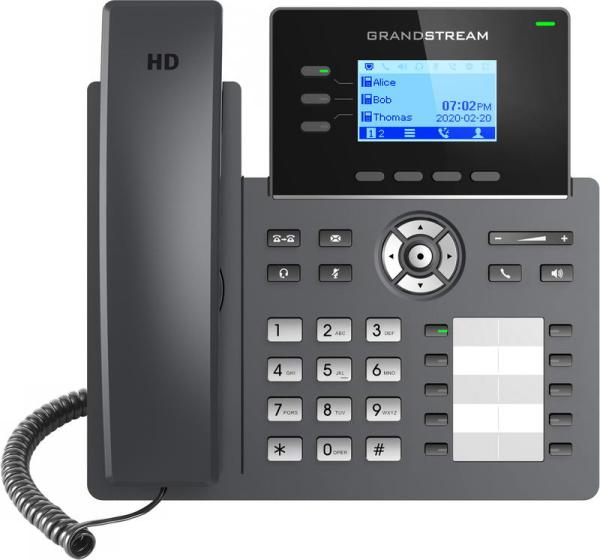 Grandstream GRP2604 SIP telefón, 2, 48" LCD podsv. displej, 6 SIP účty, 10BLF hr., 2x1Gbit porty
