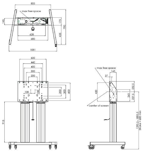 SMMS 062.7105 dvojitý elektrický lift 98", 160 kg, 1295-1895 mm, černý 