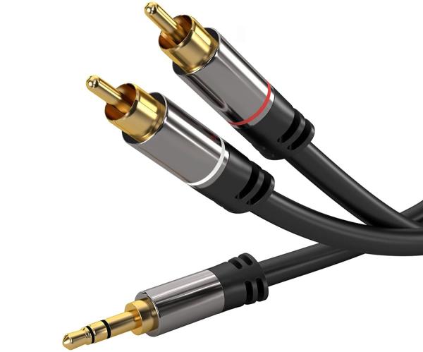 PremiumCord HQ stíněný kabel stereo Jack 3.5mm-2xCINCH M/ M 5m