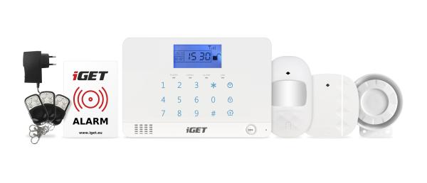 iGET SECURITY M3B - bezdrátový GSM alarm CZ, zasílá SMS/ telefonuje, záložní baterie 8 hod, aplikace CZ 