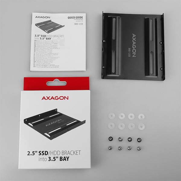 AXAGON RHD-125B, kovový rámček pre 1x 2.5" HDD/ SSD do 3.5" pozície, čierny 