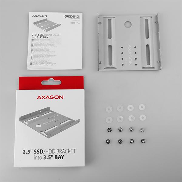 AXAGON RHD-125S, kovový rámeček pro 1x 2.5" HDD/ SSD do 3.5" pozice, šedý 