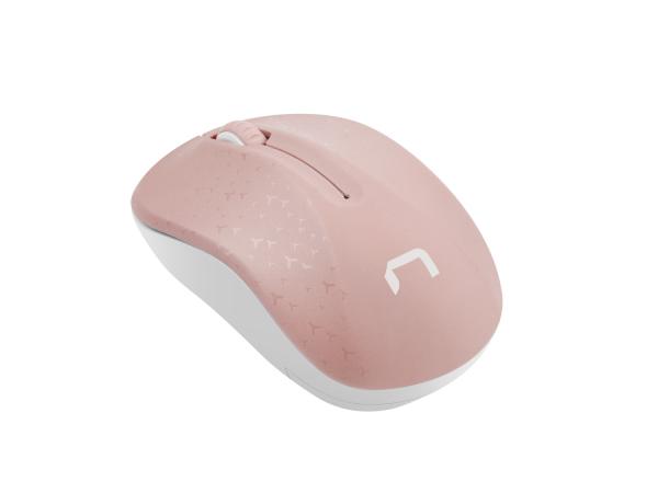 Natec optická myš TOUCAN/ 1600 DPI/ Cestovná/ Optická/ 1 600 DPI/ Bezdrôtová USB/ Biela-ružová 