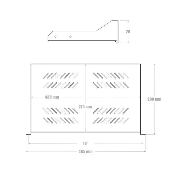 19" Police s perforací 2U 280mm 