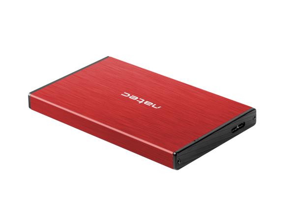 Externí box pro HDD 2, 5" USB 3.0 Natec Rhino Go, červený, hliníkové tělo 
