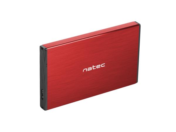 Externí box pro HDD 2, 5" USB 3.0 Natec Rhino Go, červený, hliníkové tělo