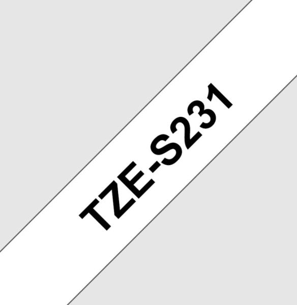 TZE-S231, bílá/ černá, 12mm