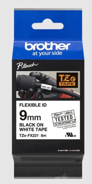 TZE-FX221, biela/ čierna, 9 mm, s flexibilnou páskou 