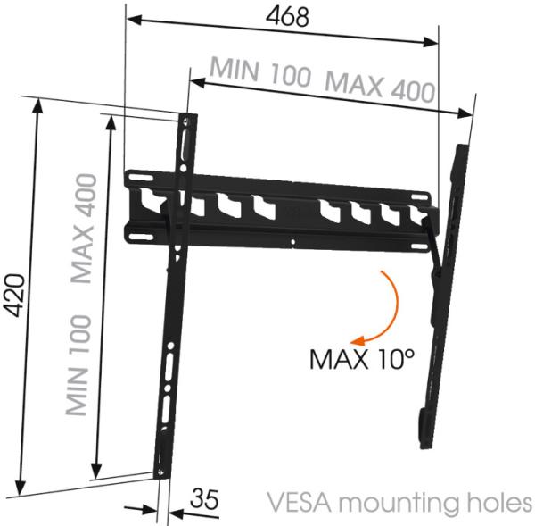 Vogel&quot;s MA 3010 nástěnný LCD držák, 32-65", náklon 