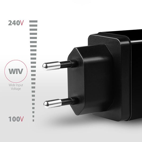 AXAGON ACU-QS24, QC & SMART nabíjačka do siete 24W, 2x USB-A port, QC3.0/ AFC/ FCP + 5V/ 1.2A 