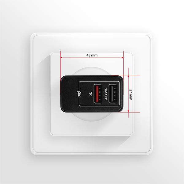 AXAGON ACU-QS24, QC & SMART nabíjačka do siete 24W, 2x USB-A port, QC3.0/ AFC/ FCP + 5V/ 1.2A 