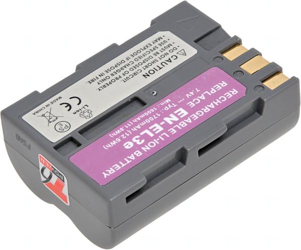 Batéria T6 power Nikon EN-EL3e, EN-EL3, EN-EL3a, 1700mAh, sivá 