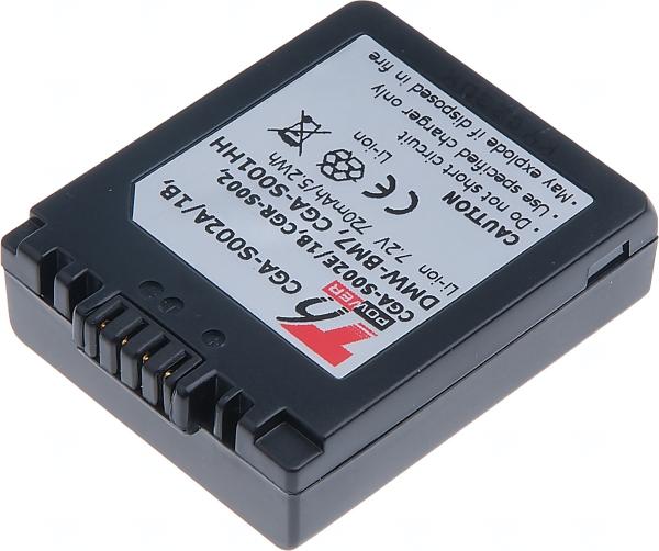 Batéria T6 Power Panasonic DMW-BM7, CGA-S002E, CGA-S002, 720mAh, 5, 2Wh
