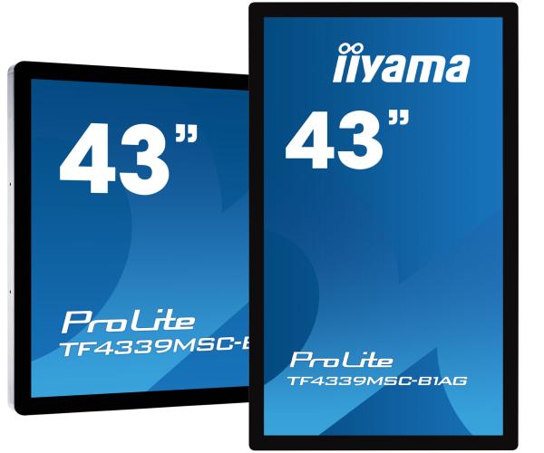 43" iiyama TF4339MSC-B1AG: AMVA, FullHD, capacitive, 12P, 400cd/ m2, VGA, HDMI, DP, 24/ 7, IP54, čierny