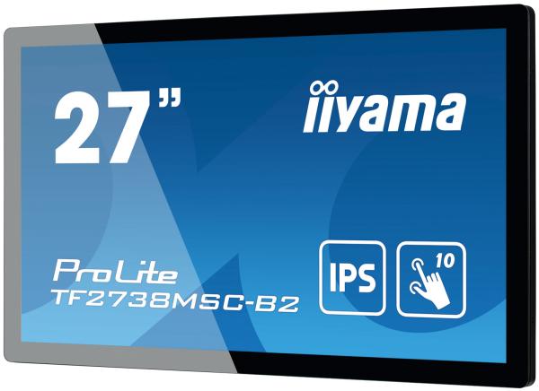 27" iiyama TF2738MSC-B2: IPS, FullHD, capacitive, 10P, 500cd/ m2, DP, HDMI, DVI, 16/ 7, IP1X, čierny 