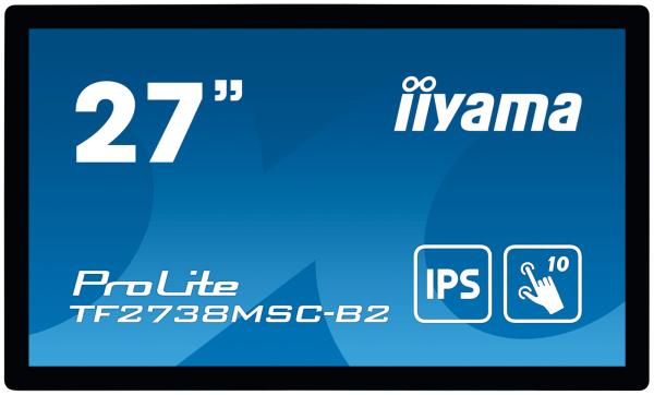 27" iiyama TF2738MSC-B2: IPS, FullHD, capacitive, 10P, 500cd/ m2, DP, HDMI, DVI, 16/ 7, IP1X, čierny