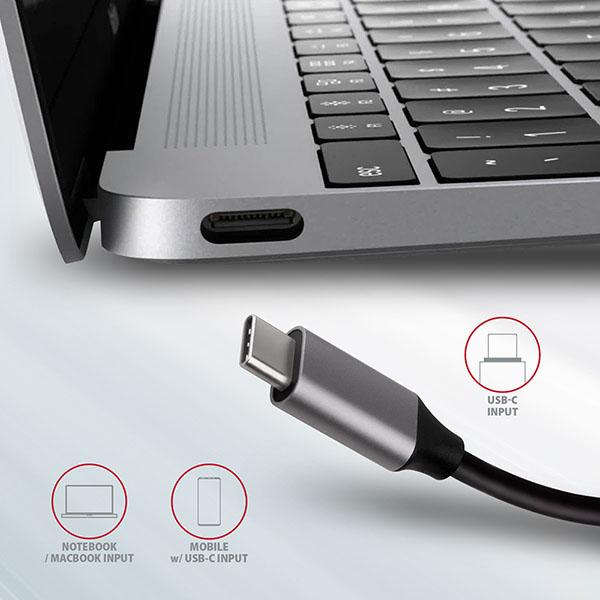 AXAGON HMC-6M2, USB 3.2 Gen 1 hub, 2x USB-A, HDMI, RJ-45 GLAN, SATA M.2, PD 100W, kábel USB-C 18cm 