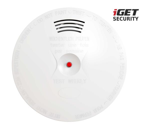 iGET SECURITY EP14 - bezdrát. senzor kouře, norma EN14604:2005, samostatný nebo pro alarm M5